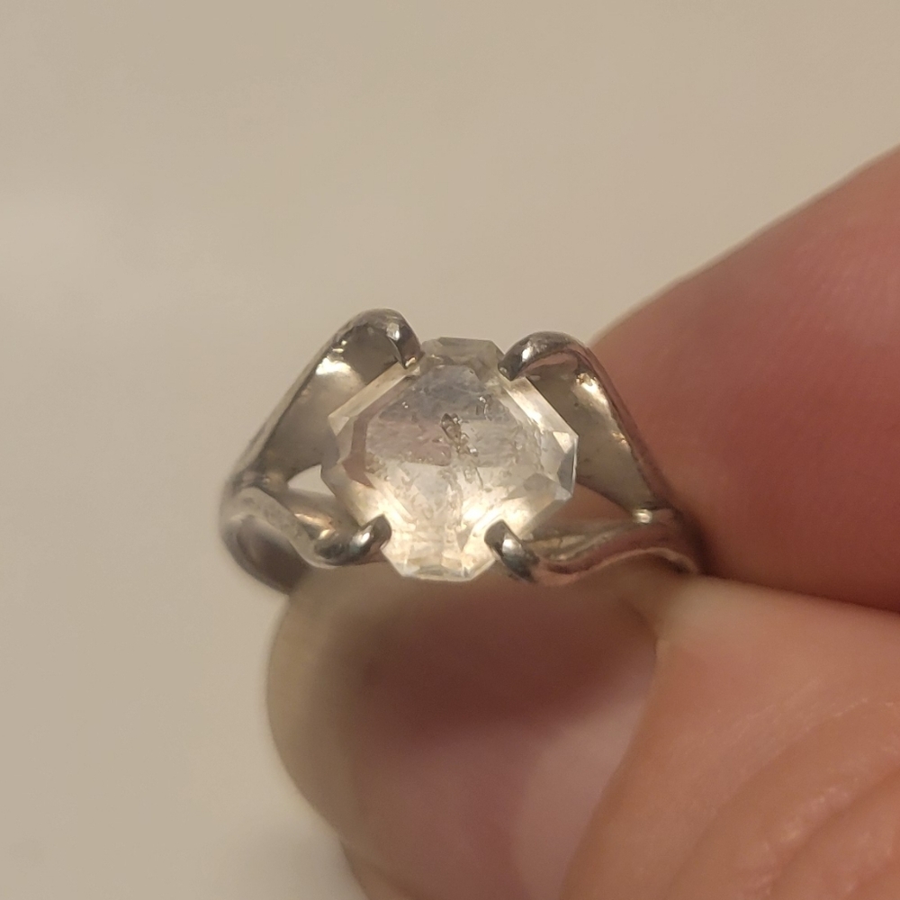 Sterling Silver Ring with Clear Gemstone